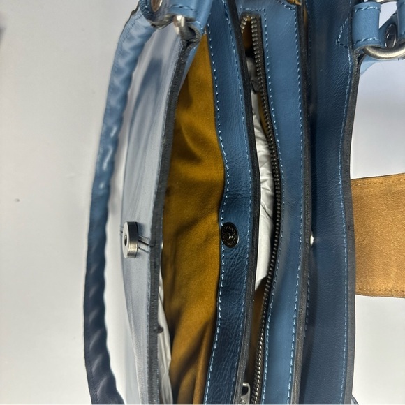 Patricia Nash Safflower Blue Leather Satchel Rienzo Italian Pheasant New - Picture 12 of 14